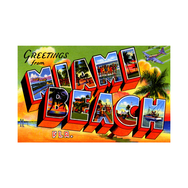 greetings from miami beach florida vintage large letter postcard postcard for kids