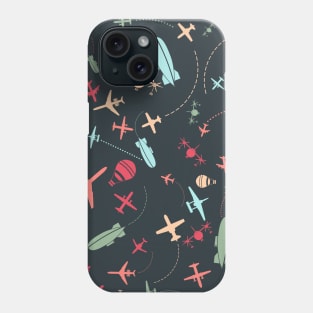 Black Airplane and Aviation Pattern Phone Case