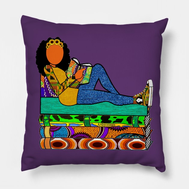 Sunflower Afrocentric Reader Pillow by artbyomega