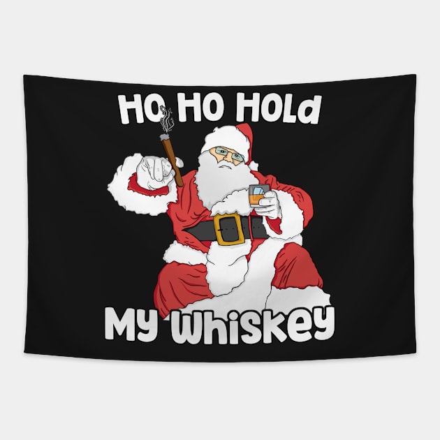 Mens Ho Ho Hold My Whiskey Funny Christmas Xmas design Tapestry by theodoros20