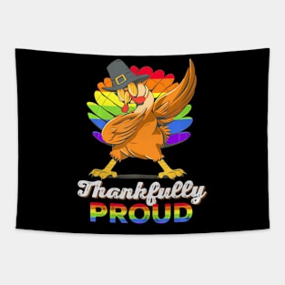 Lgbt Pride Dabbing Turkey Thankfully Proud Lgbt Thanksgiving Tapestry