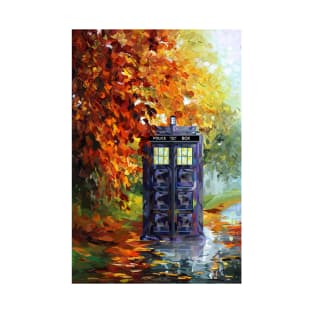 Blue Phone booth at fall zone art print T-Shirt