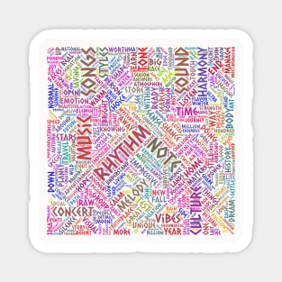 Melody Music Orchestra Silhouette Shape Text Word Cloud Magnet