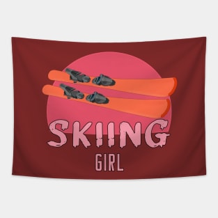 Skiing Girl Tapestry