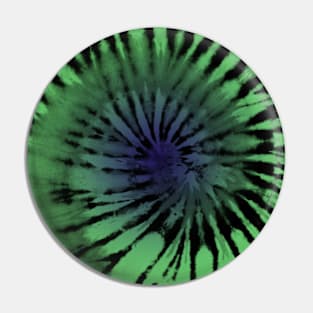 Black and Green Trippy Tie Dye Spiral Hippie Pattern Pin