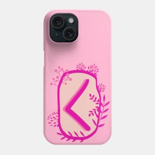 Kenaz Rune Flowery Design Phone Case