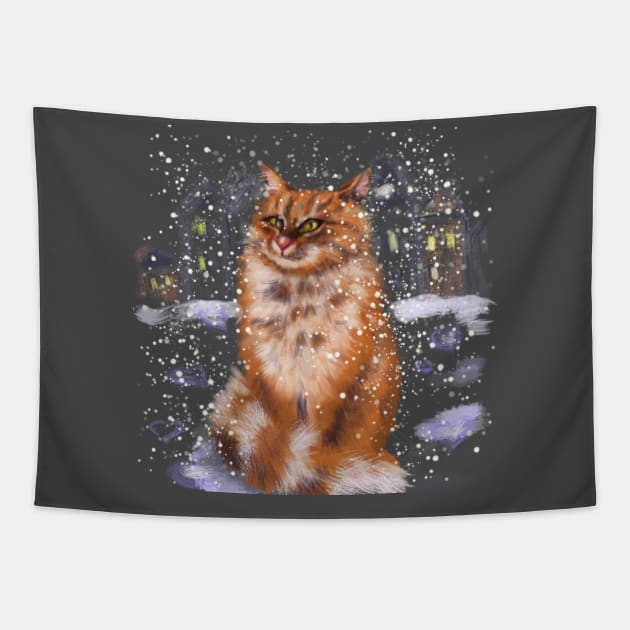 winter cat Tapestry by Ganna_Panna