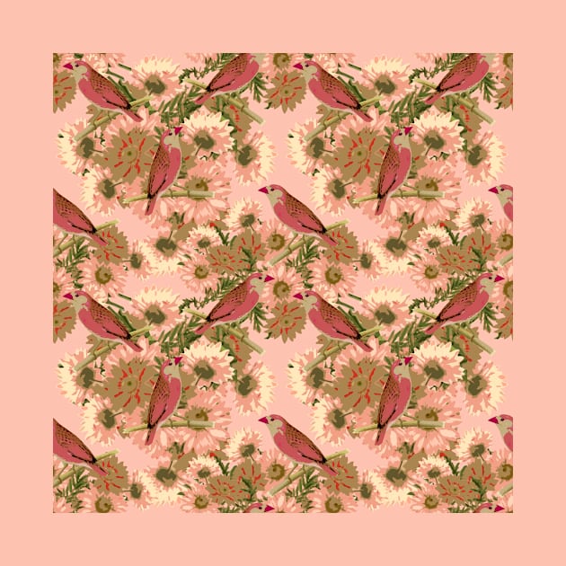 Pink Birds and Florals by LavenderBlu