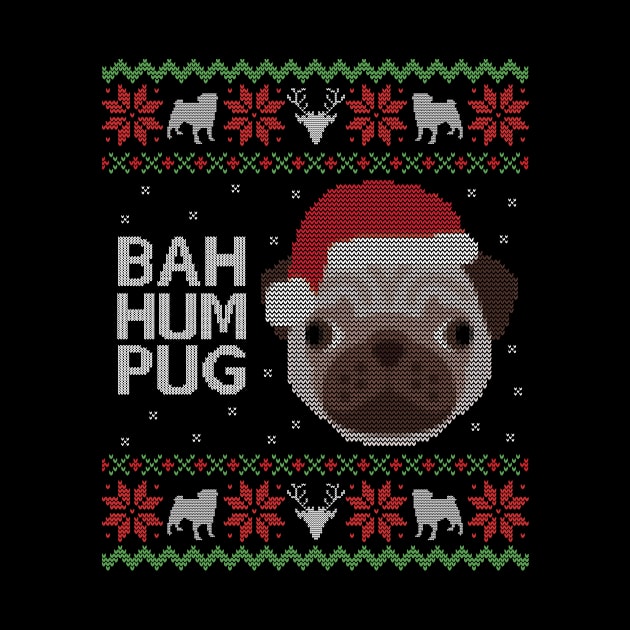 Ugly Christmas Sweater Bah Hum Pug Dog by HolidayoftheWeek