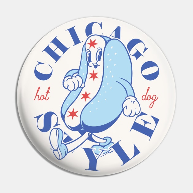 Chicago Style Hot Dog Flag | Glizzy Traditional Specific Signature Food Famous No Ketchup Chicago Flag Dog | Chicago Illinois State South Side South Suburbs Depression Sandwich Anthropomorphic Mascot Pin by anycolordesigns