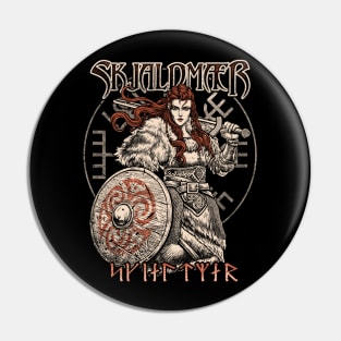 Norse Viking Shieldmaiden Female Warrior Skjaldmaer Vegvisir Pin