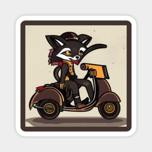 Fox fursona with boots sitting on a vespa moped with sunglasses Magnet