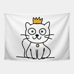 Doodle Cat With Crown Tapestry