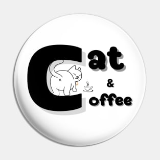 cat and coffee Pin