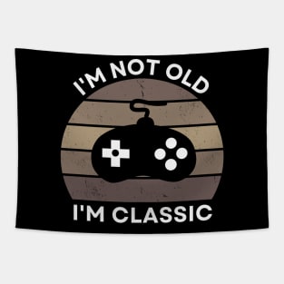 I'm not old, I'm Classic | Game Controller | Retro Hardware | Sepia | Vintage Sunset | '80s '90s Video Gaming Tapestry