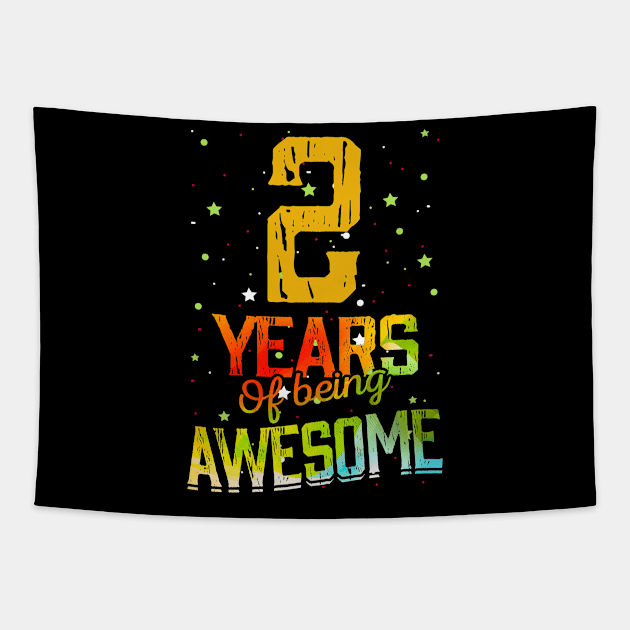 2nd Anniversary Gift Vintage Retro 02 Years Of Being Awesome Gifts Funny 2 Years Birndday Girl Boys Kids Tapestry by nzbworld