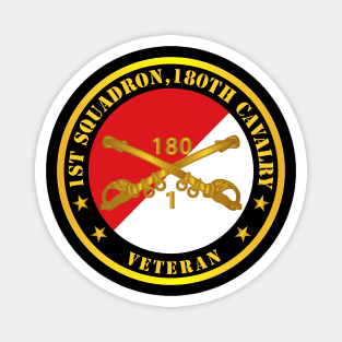 1st Squadron, 180th Cavalry Branch Veteran - Red - White X 300 Magnet