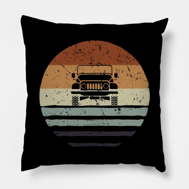 Jeep Tee Shirt Wrangler Lover Accessories Gift For Girl Men Women 4x4 Life Off Road Off Roading Vintage Adventure 70s 80s 90s Retro Clothing Pillow by kokowaza