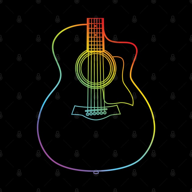 Auditorium Style Acoustic Guitar Body Colorful Outline by nightsworthy