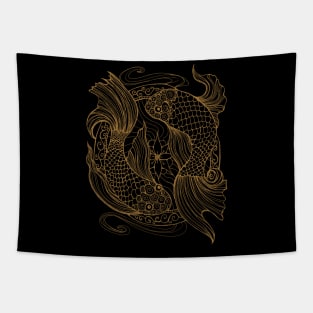 Two Koi Fish in a Mandala Tapestry