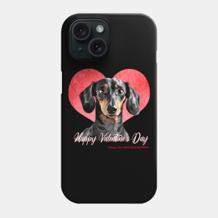 Happy Valentine’s Day Black Tan Dachshund Heart Phone Case