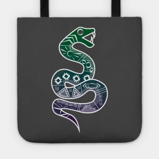 Mexican Aztec Snake Design Green and Purple Tote