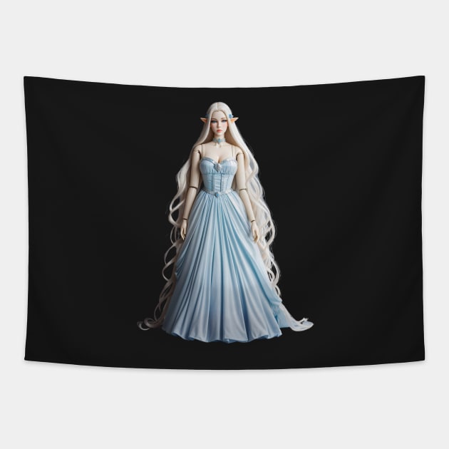 Pretty Realistic Plastic Doll, Fairy in Blue Dress, Elf Doll Tapestry by Bootyfreeze