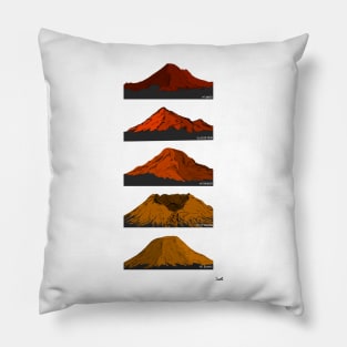 Washington Cascade Volcanoes Red Orange Gold Pillow