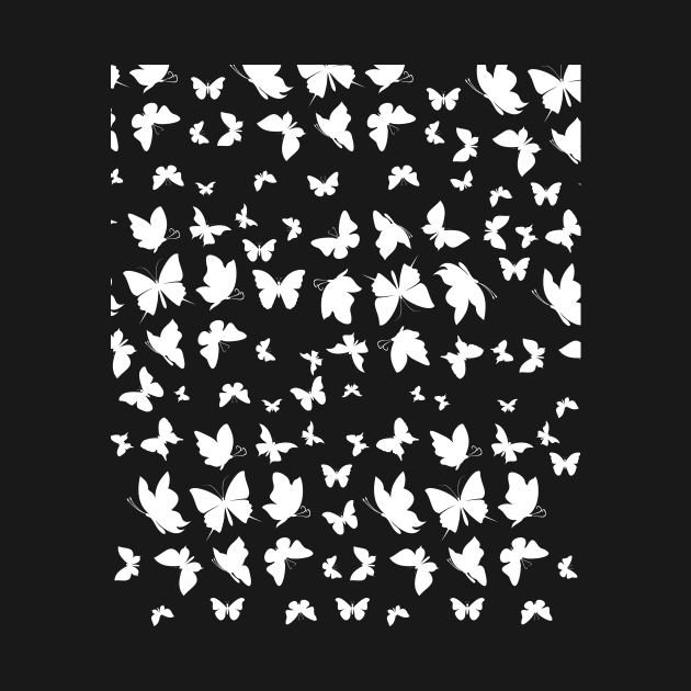 Butterfly Pattern - Black And White Outline by Double E Design
