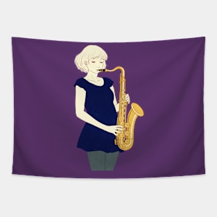 Saxophone girl Tapestry