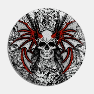 Flying Devils Skull with Bat Wings Pin