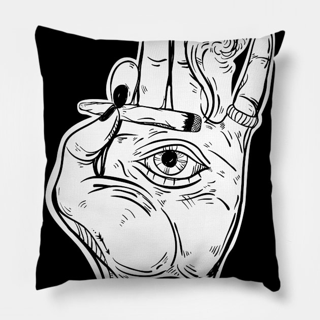 Stoned hand weed illustration Pillow by Elsieartwork