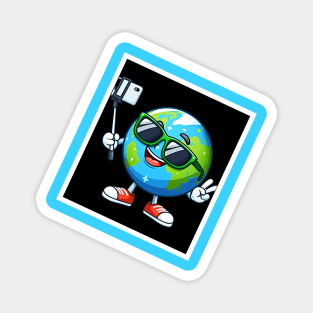 Earth taking a selfie, Funny earth day design Magnet