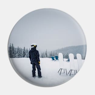 skier on the top of a mountain Pin