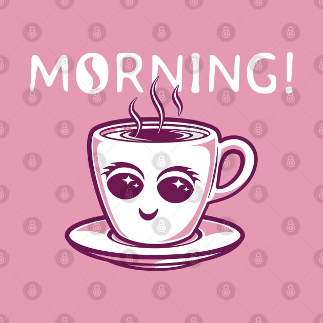 Cute Morning Coffee (pink and white) by dkdesigns27