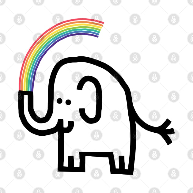 Black and White Elephant Creates Colorful Rainbow by ellenhenryart