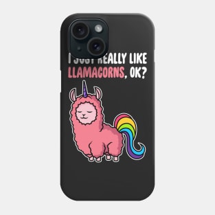 I Just Really Like Llamacorns OK ? Cute Llama Toddlers Kids graphic Phone Case