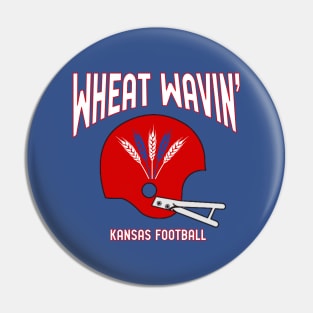 Wheat Wavin KU Football Blue Pin