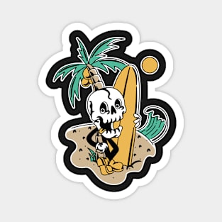 Surfer Skull Funny Man Magnet