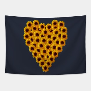 Sunflowers Valentines Day Heart Floral Art Tapestry