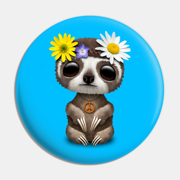 Cute Baby Sloth Hippie Pin by jeffbartels