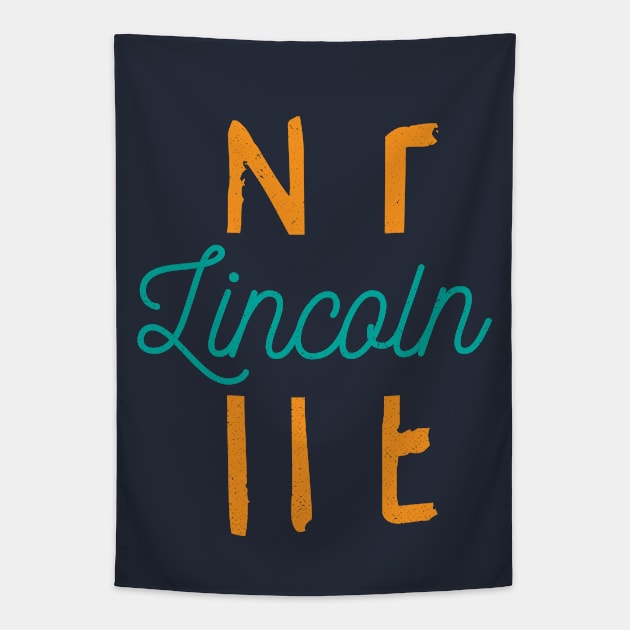 Lincoln Nebraska City Typography Tapestry by Commykaze