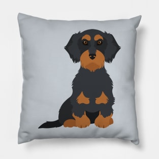 Wired Black Tan Sitting Dachshund Pillow