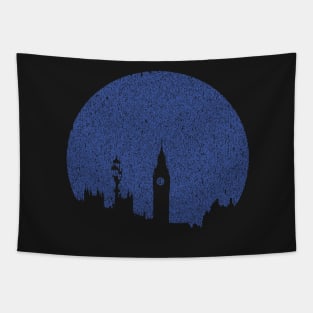 Minimalist Distressed Blue Moon London Tapestry