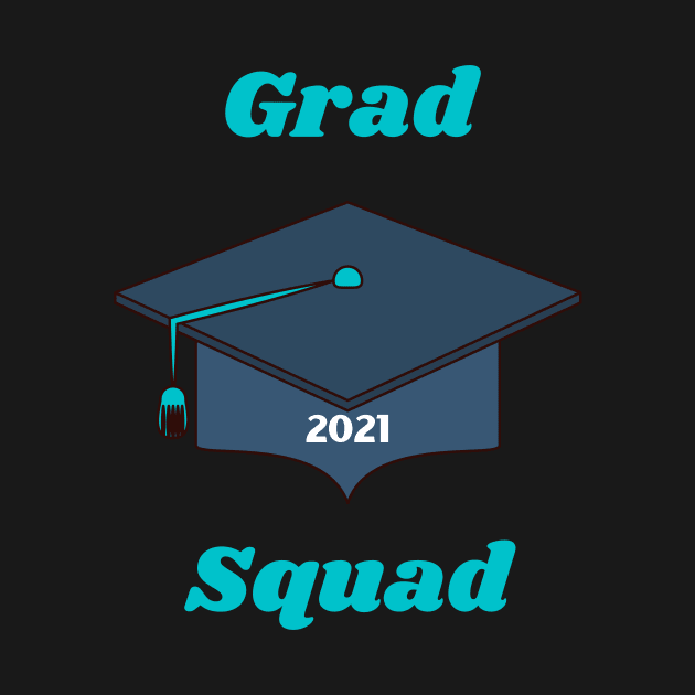 Grad Squad - Class of 2021 Graduation Gifts - Turquoise and Navy Cap and Tassel by IlanaArt