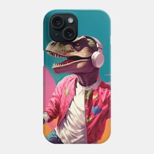 Cool Funny Dinosaur T-Rex Listen to Music Painting Phone Case