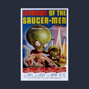 Retro Vintage Movie Poster Invasion of the Saucer Men T-Shirt