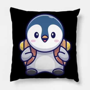 Cute penguin with backpack Pillow