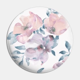 Watercolor of pink and purple flowers with blue leaves Pin