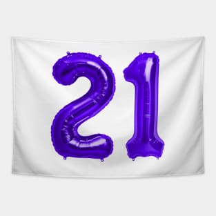 Purple 21st Birthday Metallic Helium Balloons Numbers Tapestry